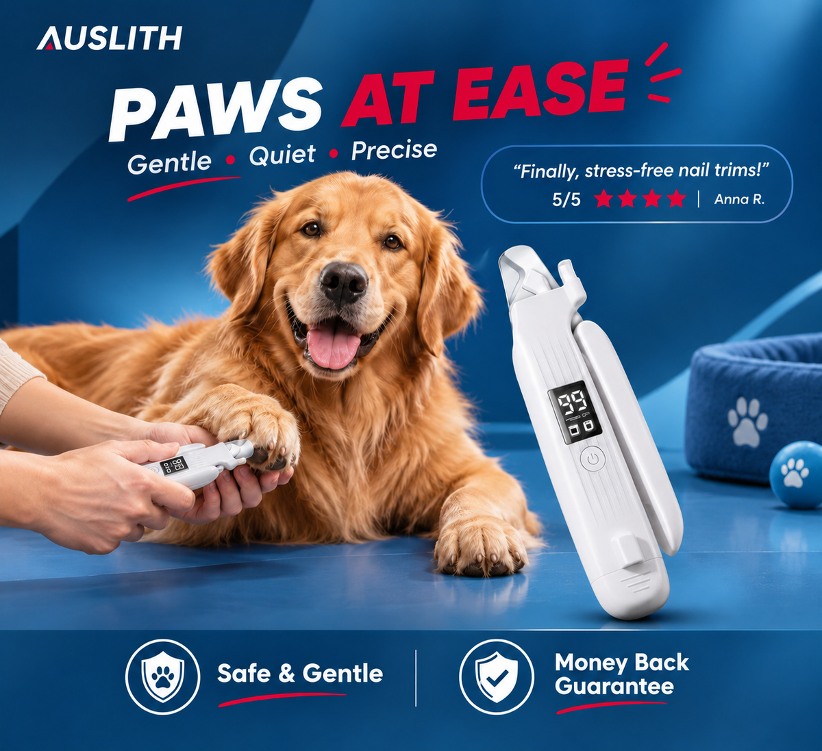AUSLITH PawTrim 2 in 1 Electric Pet Nail Trimmer & Grinder