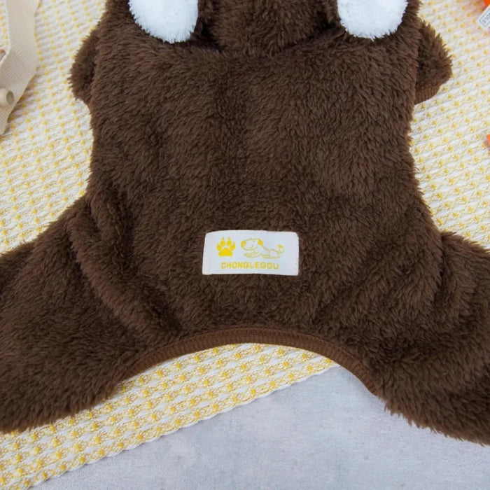 AUSLITH BearHug Fleece Dog Jumpsuit, Warm Winter Coat for Small Dogs