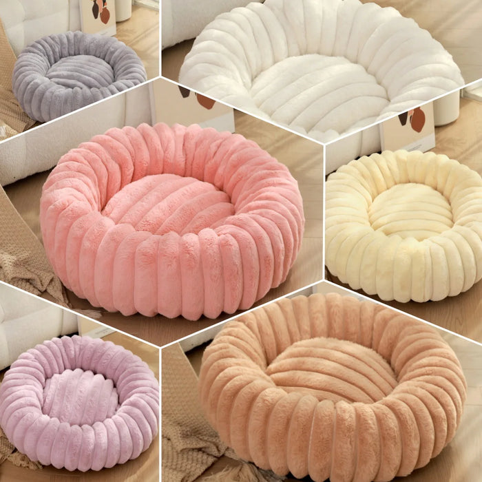 AUSLITH PlushRound Washable Donut Dog Bed for Dogs & Cats