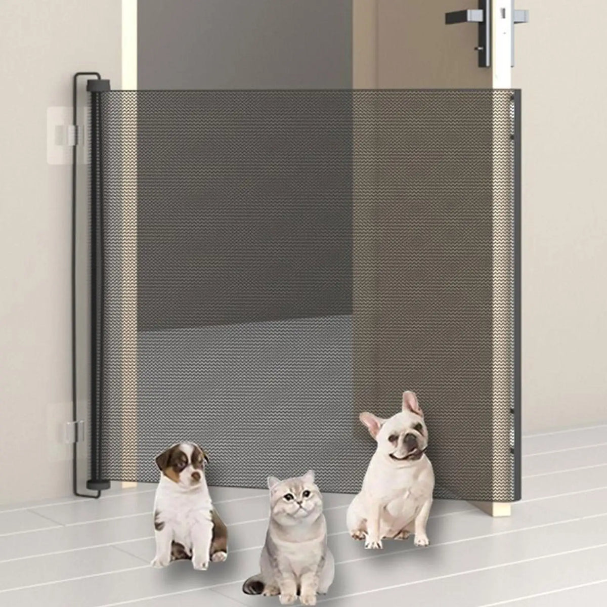 AUSLITH FlexiGate No-Drill Retractable Dog & Cat Gate, Mesh Fence