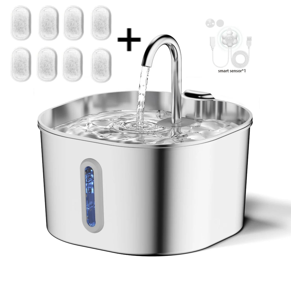 AUSLITH PureFlow 2.2L Automatic Stainless Steel Cat Water Fountain