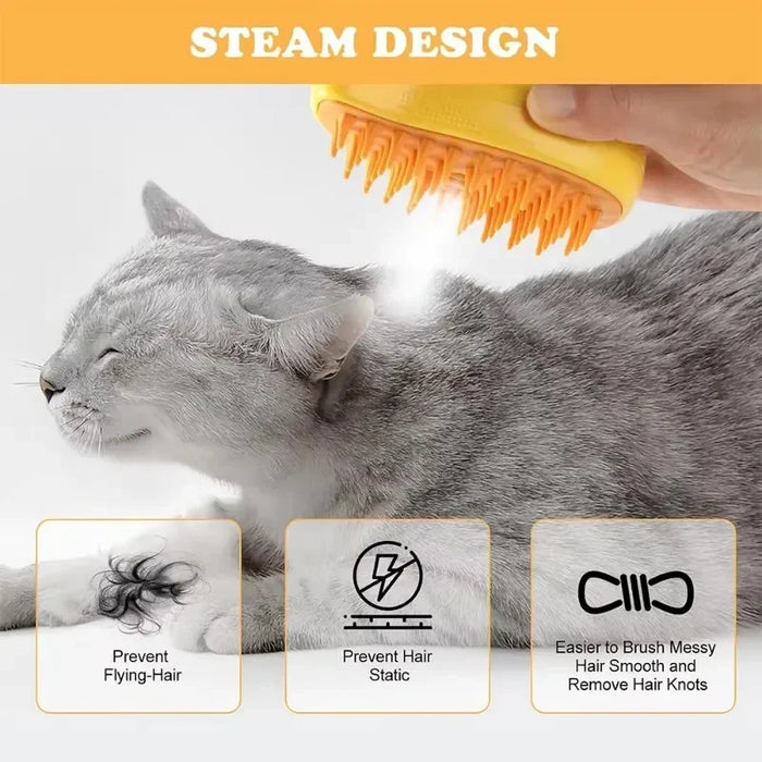 AUSLITH SteamGroom – 3-in-1 De-Shedding Brush for Cats & Dogs