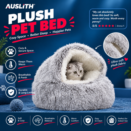 AUSLITH CozyShell  Semi-Enclosed Cat Bed for Cats & Small Dogs