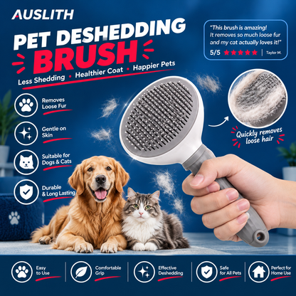 AUSLITH FurGlide  Self-Cleaning Slicker Brush for Cats & Dogs