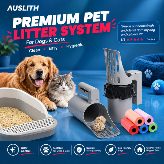 AUSLITH ScoopPro Cat Litter Scoop with Waste Bag Dispenser