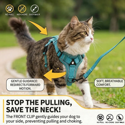 AUSLITH SafeWalk – Reflective Adjustable Cat Harness & Leash Set