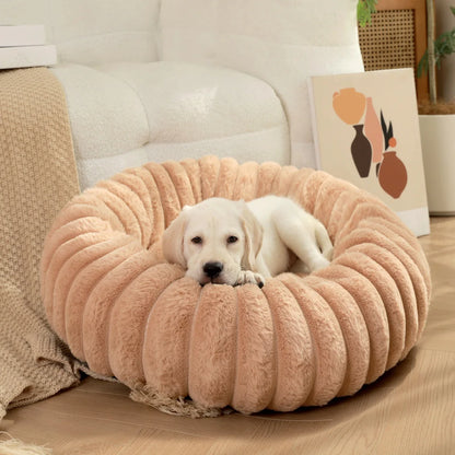 AUSLITH PlushRound Washable Donut Dog Bed for Dogs & Cats