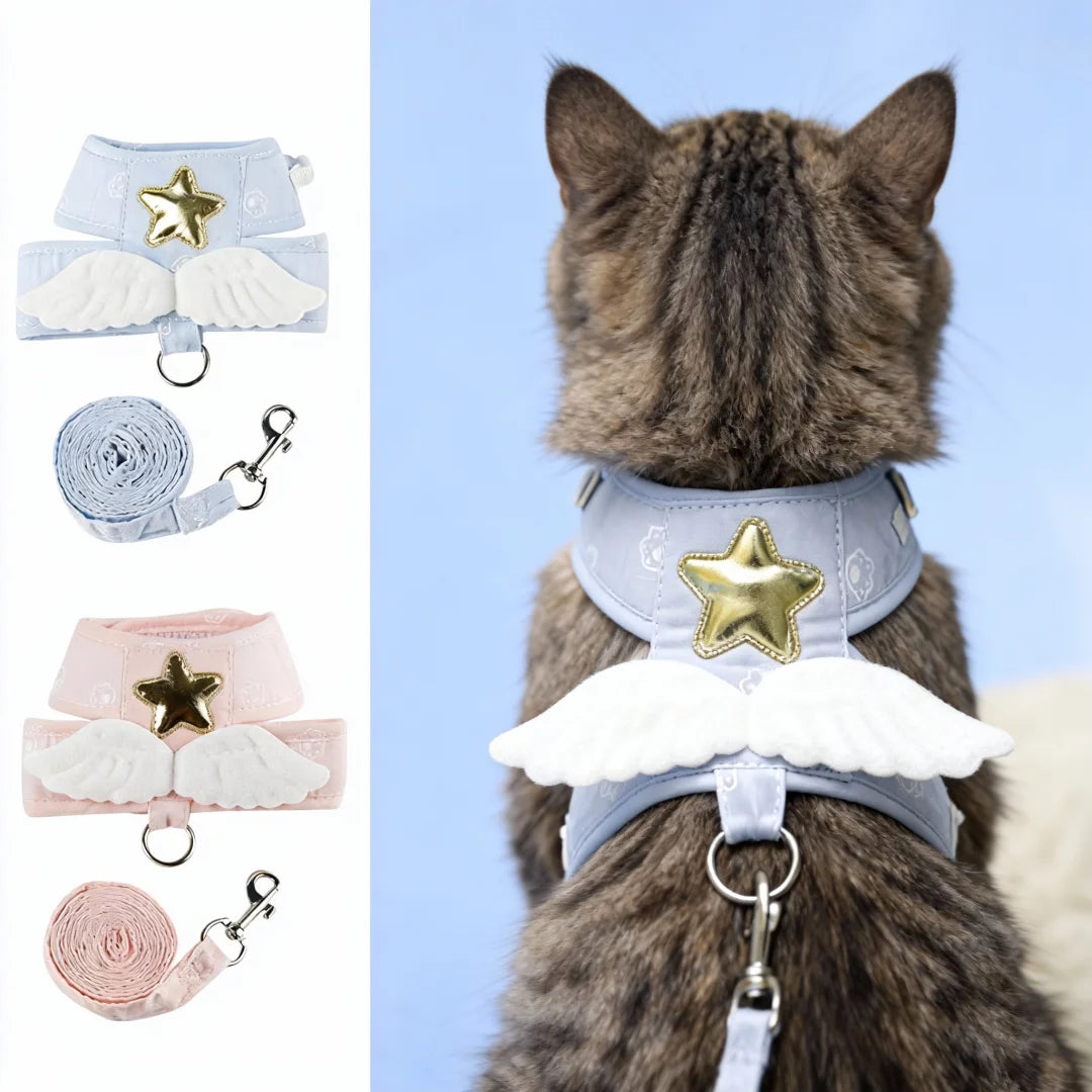 AUSLITH AngelWalk Escape-Proof Cat Harness & Leash Set, Soft Mesh