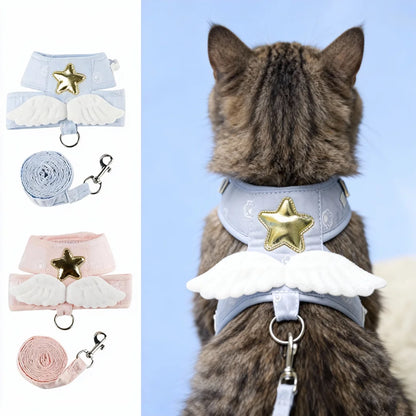AUSLITH AngelWalk Escape-Proof Cat Harness & Leash Set, Soft Mesh