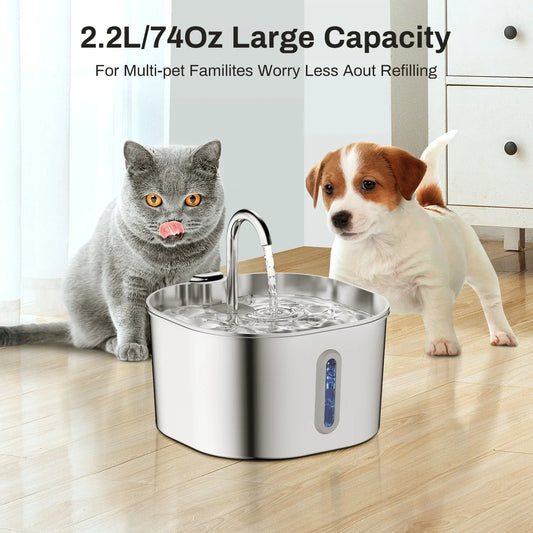 AUSLITH PureFlow  2.2L Automatic Stainless Steel Cat Water Fountain
