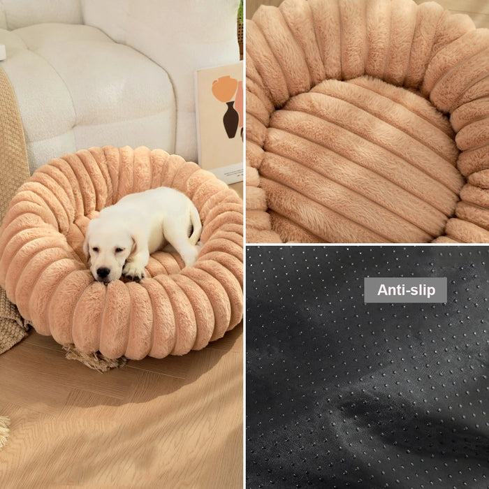 AUSLITH PlushRound Washable Donut Dog Bed for Dogs & Cats