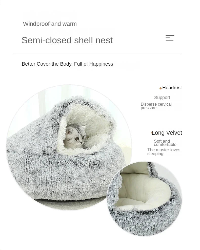 AUSLITH CozyShell  Semi-Enclosed Cat Bed for Cats & Small Dogs