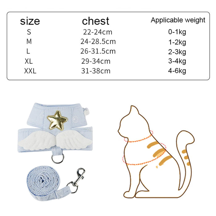 AUSLITH AngelWalk Escape-Proof Cat Harness & Leash Set, Soft Mesh