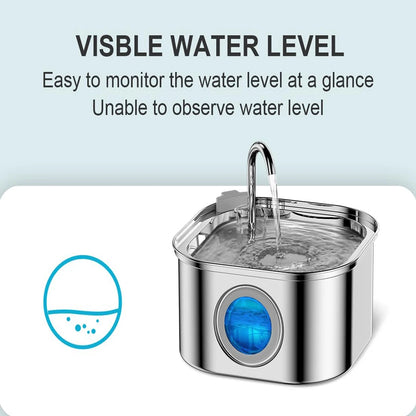AUSLITH PureFlow – 2.2L Automatic Stainless Steel Cat Water Fountain
