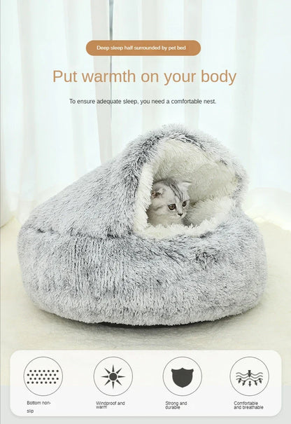 AUSLITH CozyShell  Semi-Enclosed Cat Bed for Cats & Small Dogs