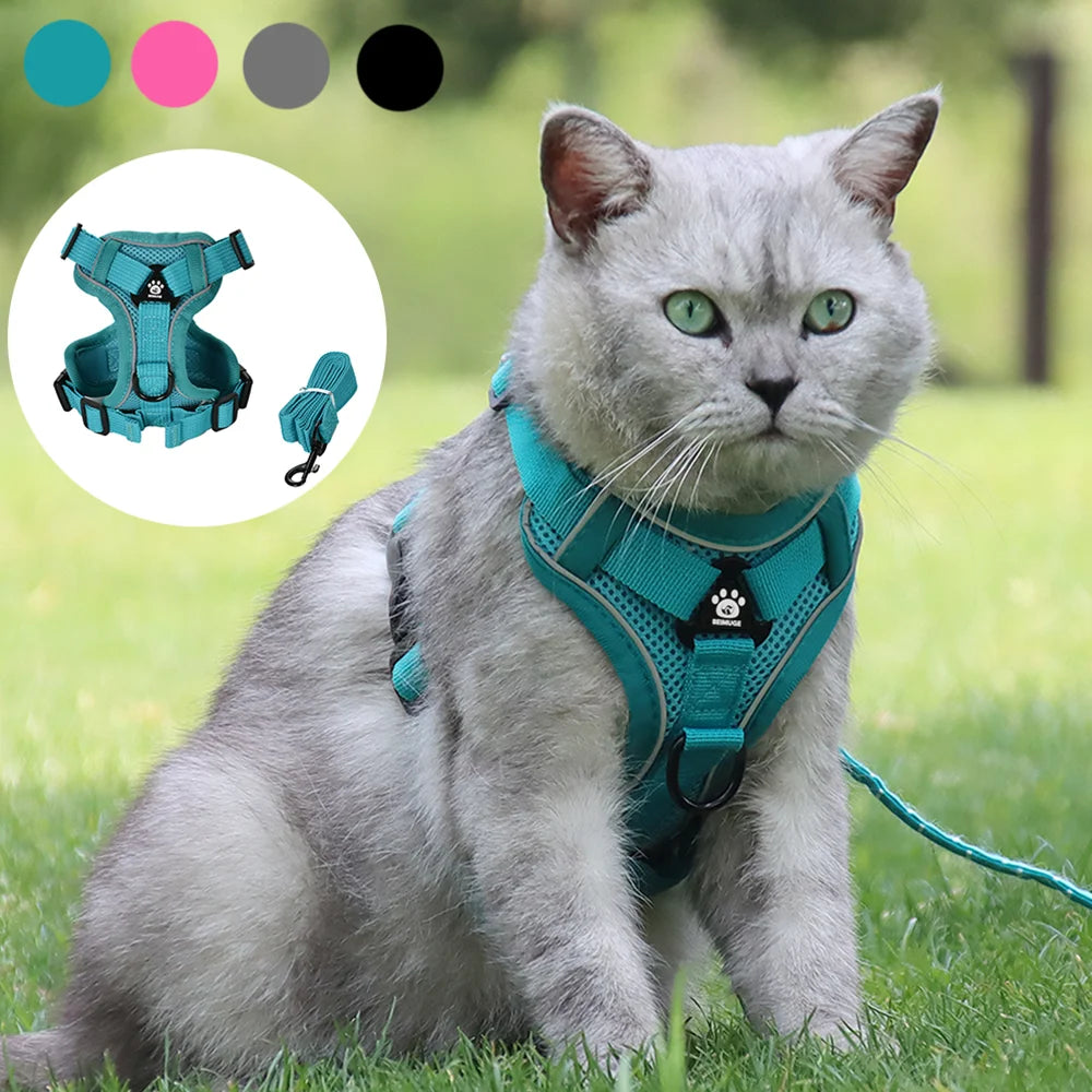 AUSLITH SafeWalk – Reflective Adjustable Cat Harness & Leash Set
