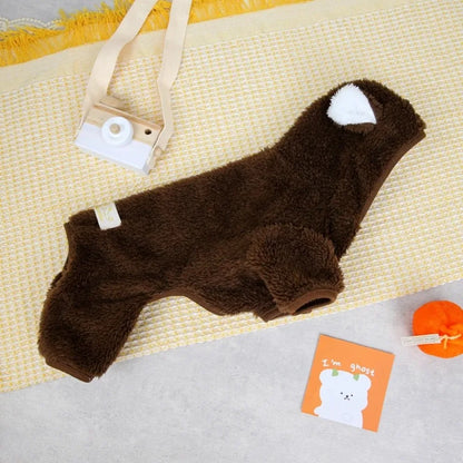 AUSLITH BearHug Fleece Dog Jumpsuit, Warm Winter Coat for Small Dogs