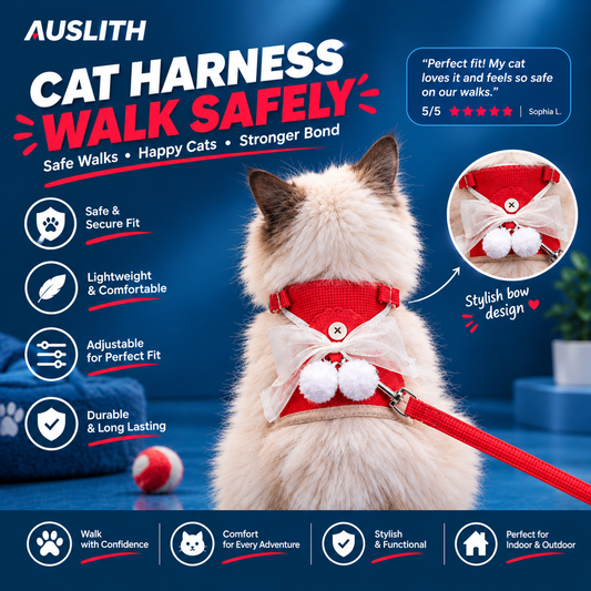AUSLITH VestWalk – Adjustable Cat Harness & Leash Set, Breathable