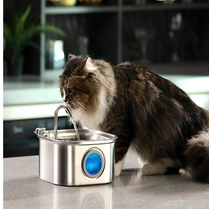AUSLITH PureFlow – 2.2L Automatic Stainless Steel Cat Water Fountain
