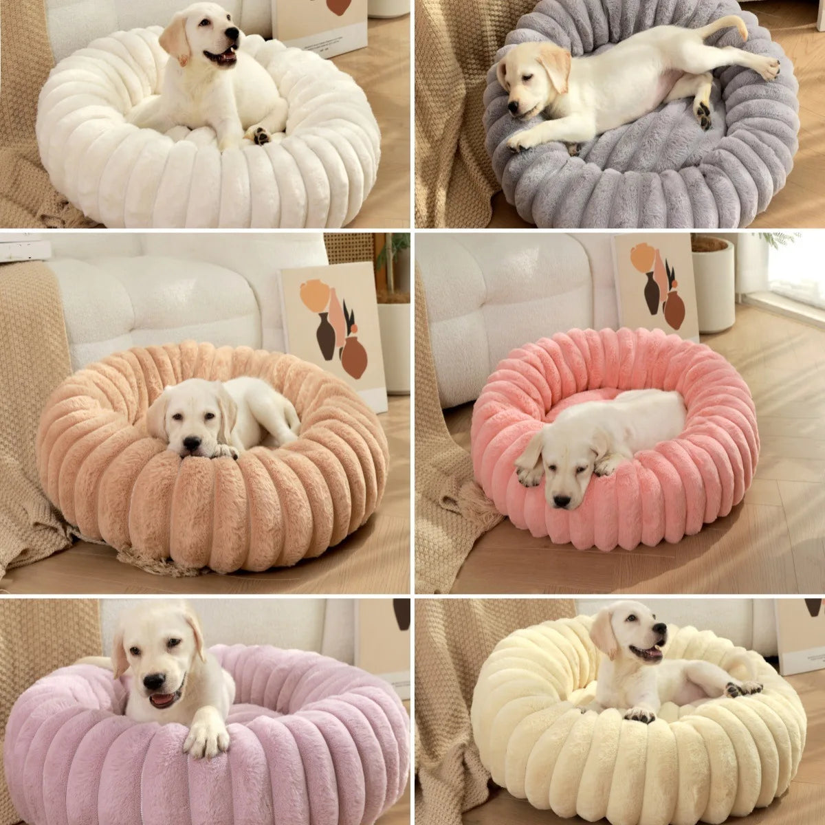 AUSLITH PlushRound Washable Donut Dog Bed for Dogs & Cats