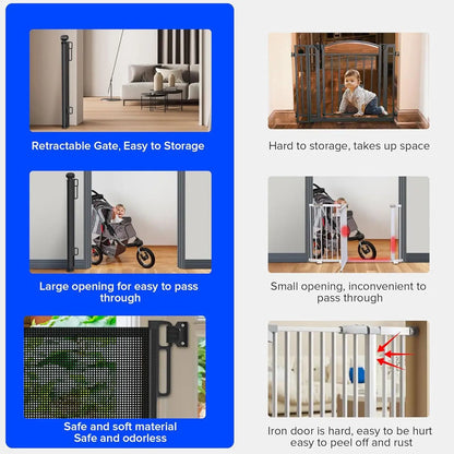 AUSLITH FlexiGate  No-Drill Retractable Dog & Cat Gate, Mesh Fence