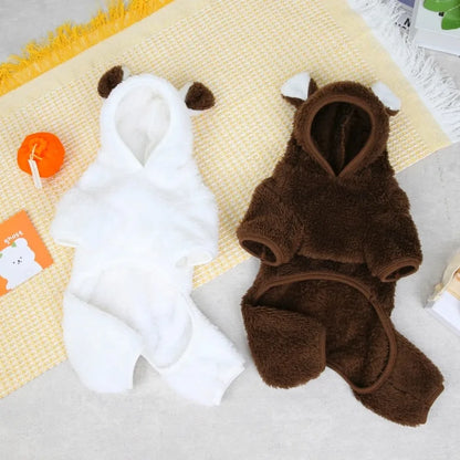 AUSLITH BearHug Fleece Dog Jumpsuit, Warm Winter Coat for Small Dogs