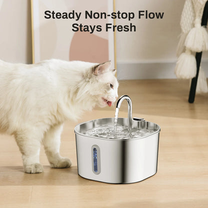 AUSLITH PureFlow – 2.2L Automatic Stainless Steel Cat Water Fountain
