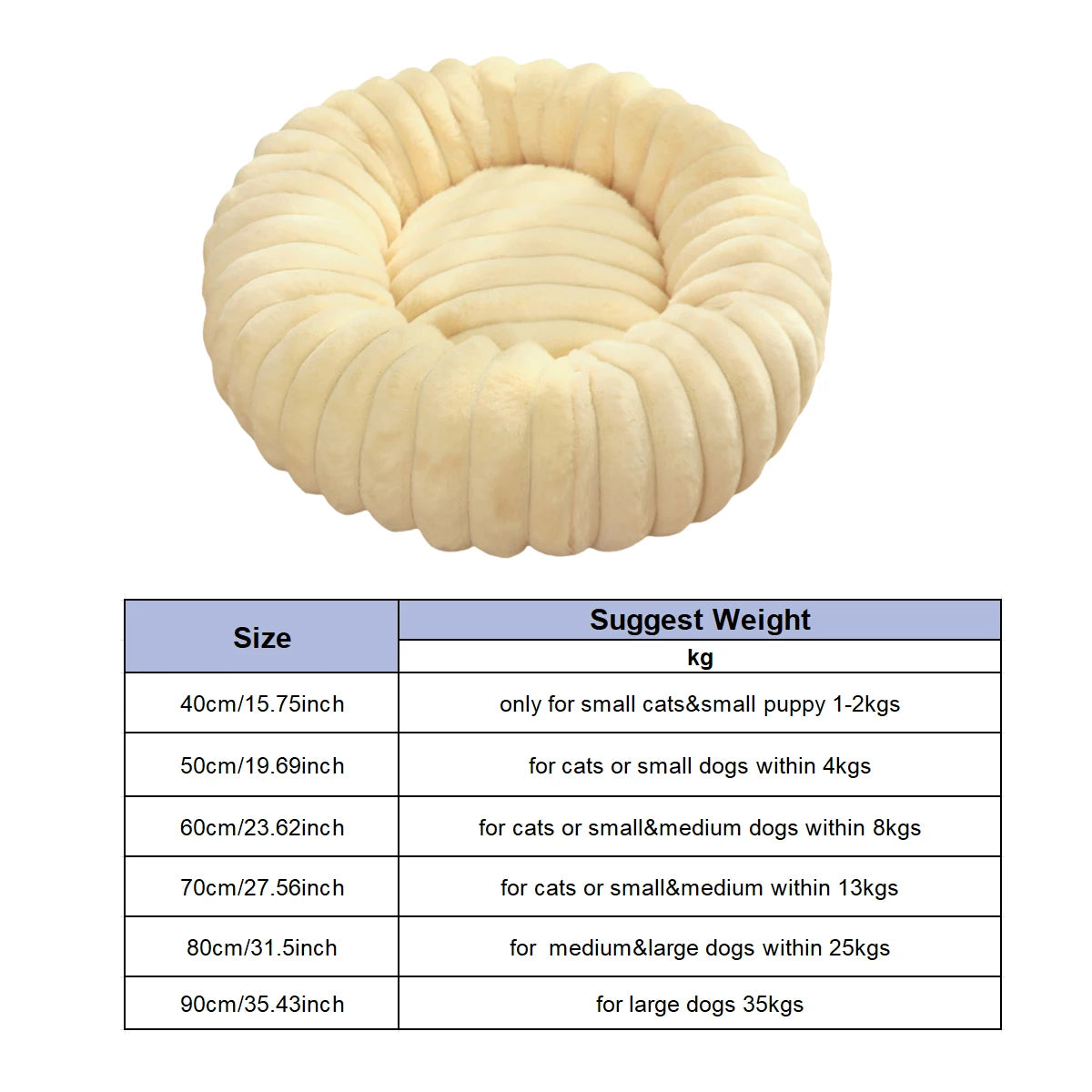 AUSLITH PlushRound Washable Donut Dog Bed for Dogs & Cats