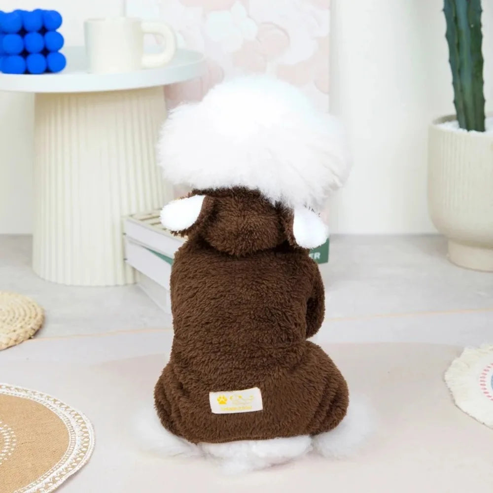 AUSLITH BearHug Fleece Dog Jumpsuit, Warm Winter Coat for Small Dogs